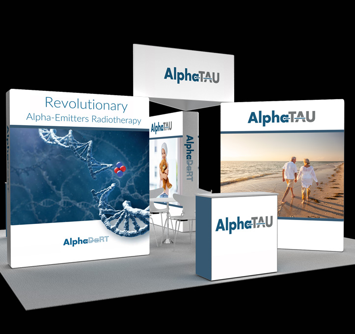 AlphaTau island stand design for US exhibitions